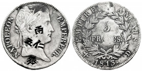 France. Napoleón I. 5 francs. 1813. Lyon. D. (Km-694.10). Ag. 24,78 g. Spurious Chinese chop-marks. VF. Est...90,00. 

Spanish Description: Francia....