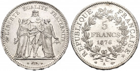 France. 5 francs. 1876. Paris. A. (Km-820.1). Ag. 24,95 g. Original luster. XF. Est...30,00. 

Spanish Description: Francia. 5 francs. 1876. París. ...