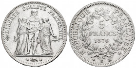 France. 5 francs. 1876. Bordeaux. K. (Km-820.2). (Gad-745a). Ag. 24,77 g. Cleaned. Choice VF. Est...35,00. 

Spanish Description: Francia. III Repúb...