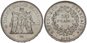 France. 50 francs. 1974. Paris. (Km-427P). Ag. 30,08 g. Minor marks. AU. Est...40,00. 

Spanish Description: Francia. 50 francs. 1974. París. (Km-42...