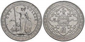 Great Britain. George V. Trade dollar. 1929. (Km-T5). Ag. 26,91 g. VF. Est...70,00. 

Spanish Description: Gran Bretaña. George V. Trade dollar. 192...