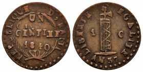 Haiti. 1 centime. 1840 (AN 37). (Km-A21). Ae. 2,68 g. VF. Est...18,00. 

Spanish Description: Haití. 1 centime. 1840 (AN 37). (Km-A21). Ae. 2,68 g. ...