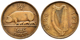 Ireland. 1/2 penny. 1942. (Km-10). Ae. 5,56 g. Knock on edge. VF. Est...15,00. 

Spanish Description: Irlanda. 1/2 penny. 1942. (Km-10). Ae. 5,56 g....