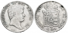Italy. Kingdom of the two Sicilies. Ferdinando II. Piastra (120 grana). 1834. Sicilia. (Km-309). (Pagani-193). (Mont-745). Ag. 27,72 g. Minor nicks an...