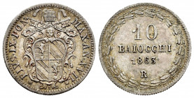 Vatican. Pio IX. 10 baiocchi. 1863. Rome. R. (Km-1342b). Ag. 2,87 g. Toned. Choice VF. Est...40,00. 

Spanish Description: Vaticano. Pío IX. 10 baio...