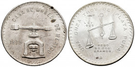 Mexico. Ounce. 1979. (Km-M49b.3). Ag. 33,63 g. AU. Est...30,00. 

Spanish Description: México. Onza. 1979. (Km-M49b.3). Ag. 33,63 g. EBC+. Est...30,...