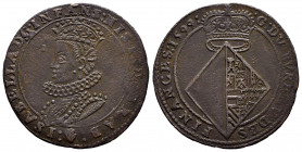 Low Countries. Jeton. 1599. Antwerpen. (Dugn-3463). Ae. 4,86 g. Infanta Isabella Clara Eugenia (daughter of Philip II) Duchess of Brabant. VF. Est...4...
