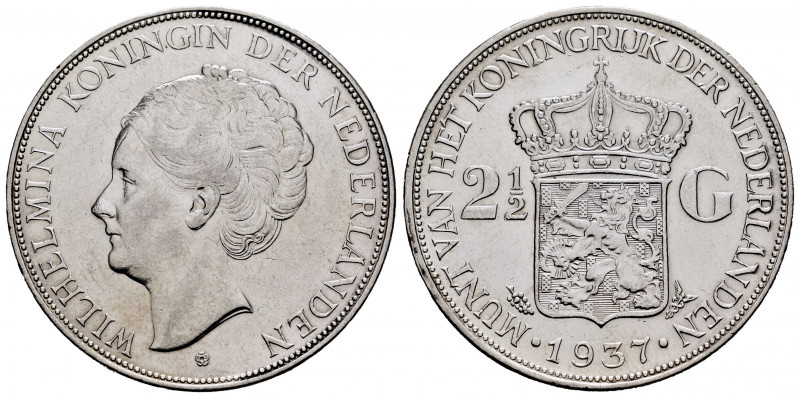 Netherlands. 2 1/2 gulden. 1937. (Km-165). Ag. 24,95 g. Choice VF/Almost XF. Est...