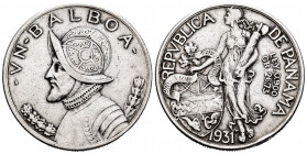 Panama. 1 balboa. 1931. (Km-13). Ag. 26,71 g. Choice VF. Est...25,00. 

Spanish Description: Panamá. 1 balboa. 1931. (Km-13). Ag. 26,71 g. MBC+. Est...