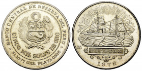 Peru. 1979. Lima. (Km-276). Ag. 33,47 g. 100 th. anniversary - battle of Iquique. Almost MS. Est...40,00. 

Spanish Description: Perú. 5000 Soles. 1...