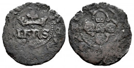 Portugal. D. Joao I (1385-1433). 1/2 real. Lisbon. (Gomes-17.04). Ae. 1,02 g. Choice F. Est...18,00. 

Spanish Description: Portugal. D. Joao I (138...