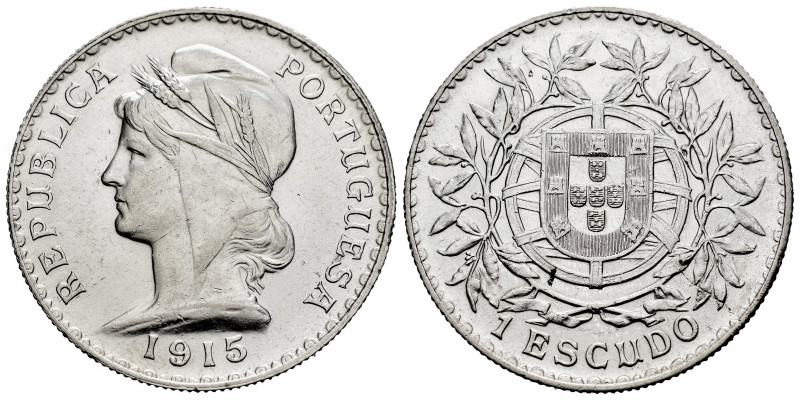 Portugal. 1 escudo. 1915. (Gomes-23.01). Ag. 25,21 g. Minor marks on obverse. Al...