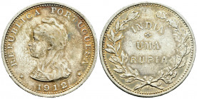 Portuguese India. 1 rupee. 1912/1. (Km-18). Ag. 11,60 g. Clear overdate. Tone. VF/Almost VF. Est...35,00. 

Spanish Description: India Portuguesa. 1...