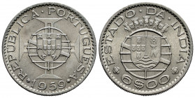 Portuguese India. 6 Escudos. 1959. (Gomes-18.01). Al. 13,98 g. Almost MS. Est...25,00. 

Spanish Description: India Portuguesa. 6 Escudos. 1959. (Go...