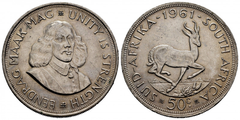 South Africa. 50 cents. 1961. (Km-62). Ag. 28,25 g. Almost XF. Est...25,00. 

...