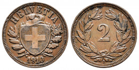 Switzerland. 2 Rappen. 1910. Bern. B. (Km-4.2). Ae. 2,53 g. Slightly dirty. Choice VF. Est...20,00. 

Spanish Description: Suiza. 2 Rappen. 1910. Be...