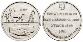 Switzerland. 5 francs. 1939. (Km-43). Ag. 19,48 g. 4th Swiss National Exhibition in Zurich. Mint state. Est...45,00. 

Spanish Description: Suiza. 5...