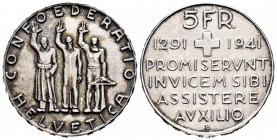 Switzerland. 5 francs. 1941. Bern. B. (Km-44). Ag. 14,97 g. 650th Aniversary of Confederation. AU. Est...45,00. 

Spanish Description: Suiza. 5 fran...