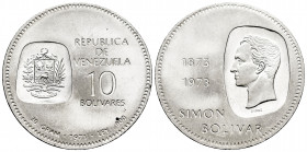 Venezuela. 10 bolivares. 1973. (Km-Y45). Ag. 29,95 g. Almost MS. Est...30,00. 

Spanish Description: Venezuela. 10 bolívares. 1973. (Km-Y45). Ag. 29...