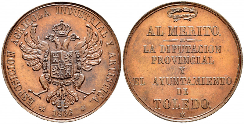 Medal. 1866. (Vives-811). Ae. 20,76 g. Exposición of Toledo. Anonymous. 37 mm. X...