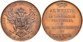 Medal. 1866. (Vives-811). Ae. 20,76 g. Exposición of Toledo. Anonymous. 37 mm. XF. Est...40,00. 

Spanish Description: Medalla. 1866. (Vives-811). A...