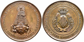 Elizabeth II (1833-1868). Medal. 1867. ¿Valencia?. (Patrimonio-760 var). Ae. 47,61 g. Bicentenary of the transfer of the Virgen de los Desamparados. 4...