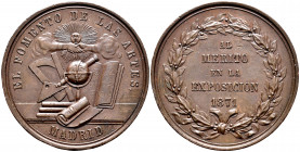 Amadeo I (1871-1873). Medal. 1871. Madrid. Ae. 37,88 g. By: G. Sellán. 43 mm. Specialized catalogs (Herrara, Patrimonio, ...) do not cite it. AU. Est....