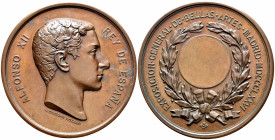 Alfonso XII (1874-1885). Medal. 1876. Madrid. (Vives-465 var). Ae. 60,63 g. Bellas Artes. Engraver: J. Esteban Lozano. 51 mm. Almost MS. Est...100,00....