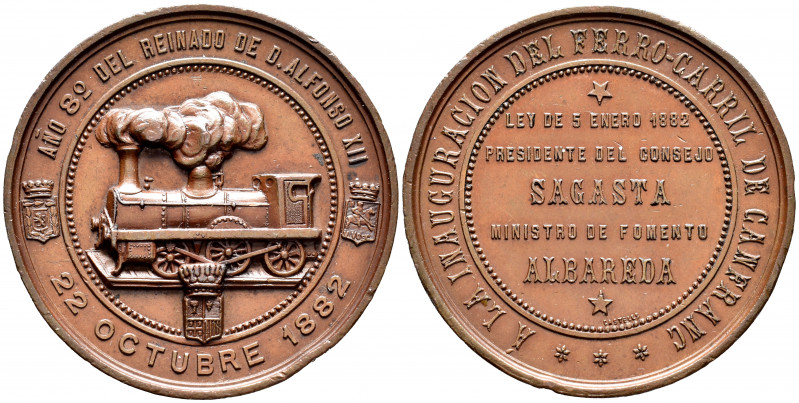 Alfonso XII (1874-1885). Medal. 1882. (Vives-511). Ae. 52,70 g. Inauguration of ...
