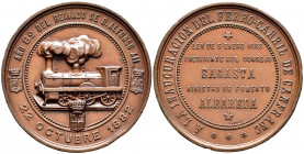 Alfonso XII (1874-1885). Medal. 1882. (Vives-511). Ae. 52,70 g. Inauguration of the railway to Canfranc. 47 mm. Minor nicks on edge. XF. Est...65,00. ...