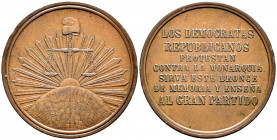 Mexico. I Republic. Medal. 1868-1869. (Vives-827). Ae. 13,18 g. Protest by the Democrats. 32 mm. XF. Est...30,00. 

Spanish Description: México. I R...