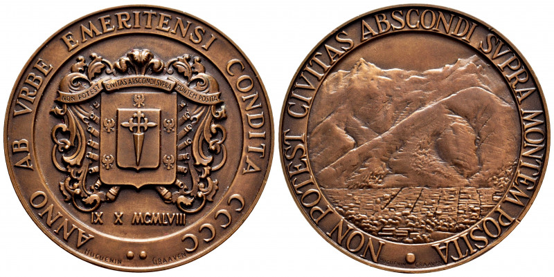 Venezuela. Medal. 1958. Ae. 38,00 g. 4th Centenary of the Foundation of Merida. ...