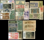 Lot of 58 world banknotes, predominantly German. TO EXAMINE. Almost F/Mint state. Est...60,00. 

Spanish Description: Lote de 58 billetes mundiales,...
