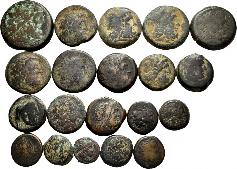 Lot of 20 bronze coins from Ptolemaic Egypt. TO EXAMINE. Almost F/Choice F. Est....