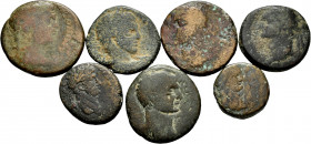 Lot of 7 bronzes of Judaea. TO EXAMINE. Almost F/F. Est...80,00. 

Spanish Description: Lote de 7 bronces de Judaea. A EXAMINAR. BC-/BC. Est...80,00...