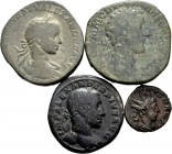 Lot of 4 bronzes from the Roman Empire. TO EXAMINE. Almost VF/VF. Est...100,00. 

Spanish Description: Lote de 4 bronces del Imperio Romano. A EXAMI...