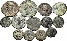 Lot of 13 coins from the Roman Empire. Containing a variety of mints and Emperors: Claudius, Nero, Marcus Aurelius, Constantine, Severine, Crispus, Gr...