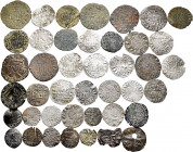 Lot of 42 coins from Medieval Times. Interesting set containing the kingdom of Castilla y León and the crown of Aragon; variety of values, Kings and m...