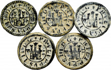 Lot of 5 coins of 2 maravedis of Segovia Philip III. TO EXAMINE. Choice F/VF. Est...50,00. 

Spanish Description: Lote de 5 monedas de 2 maravedís d...