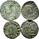 Lot of 4 Austrias coins. Contemporary counterfeit of 16 Maravedís from Madrid and Seville; 2 Reales of Segovia. Ae. TO EXAMINE. F/Almost VF. Est...30,...