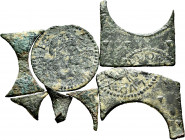 Interesting set of scraps left over from Counterfeit for coins 1 Sisé type Luís XIII. Almost F/VF. Est...30,00. 

Spanish Description: Interesante c...