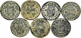 Lot of 7 pieces of 1 maravedi of Segovia Fernando VI. TO EXAMINE. Almost VF/Choice VF. Est...90,00. 

Spanish Description: Lote de 7 piezas de 1 mar...