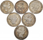Lot of 6 coins of 4 reales of Isabel II. TO EXAMINE. Choice F. Est...90,00. 

Spanish Description: Lote de 6 monedas de 4 reales de Isabel II. A EXA...