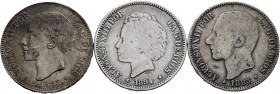 Lot of 3 5 pesetas monedas, all contemporary counterfeits. TO EXAMINE. F/Choice F. Est...45,00. 

Spanish Description: Lote de 3 monedas de 5 peseta...