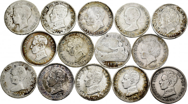Lot of 14 pieces of 50 cents of the centenary of the peseta, 1 of the Provisiona...