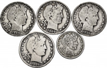 Lot of 5 United States coins, Quarter Dollar 1913D, Half Dollar 1901, 1906, 1906O and 1909. TO EXAMINE. F/Choice F. Est...100,00. 

Spanish Descript...