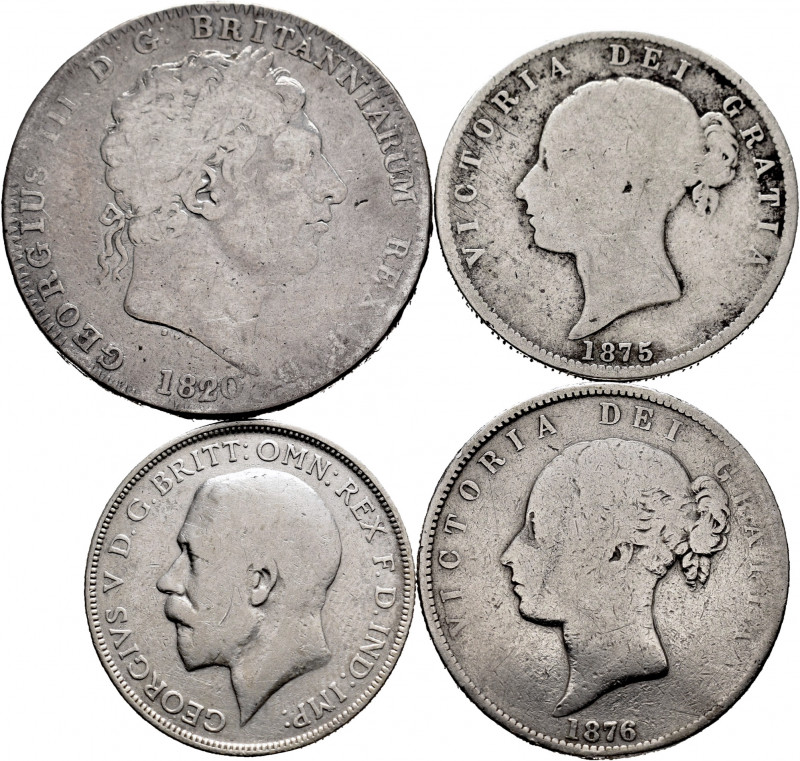 Lot of 4 coins from Great Britain. Variety of values, dates and Kings. Some scar...