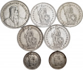 Lot of 7 Swiss coins. Variety of values and dates. Ag. TO EXAMINE. Almost VF/Choice VF. Est...40,00. 

Spanish Description: Lote de 7 monedas de Sui...