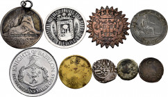 Lot of 9 heterogeneous coins, medals, Spanish and foreign. TO EXAMINE. F/Mint state. Est...60,00. 

Spanish Description: Lote de 9 monedas heterogén...