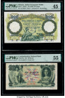 Albania Banca Nazionale, Italian Occupation 20 Franga ND (1939) Pick 7 PMG Choice Extremely Fine 45; Czechoslovakia Czechoslovak National Bank 100 Kor...